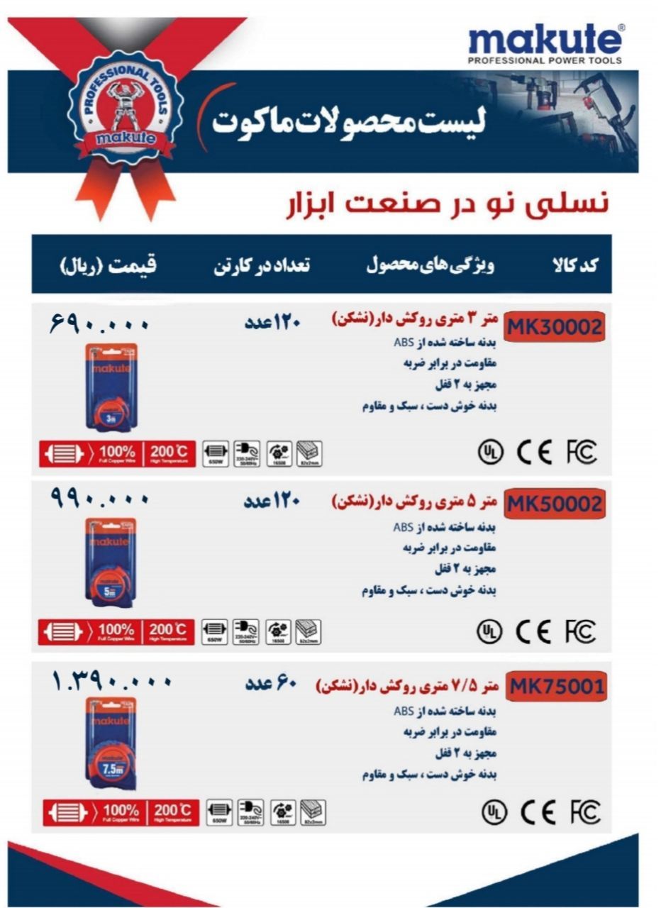  مترهای حرفه ای درجه یک makute (ماکوت)