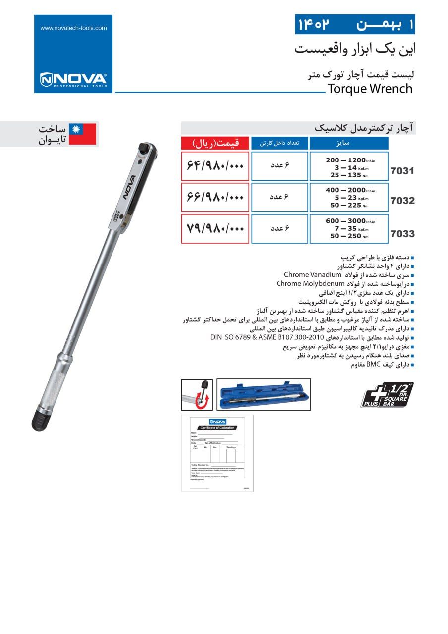 آچار ترکمتر مدل کلاسیک نووا