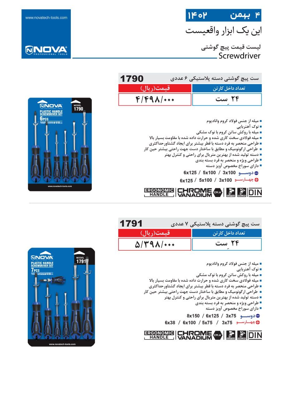 ست پیچ گوشتی نووا