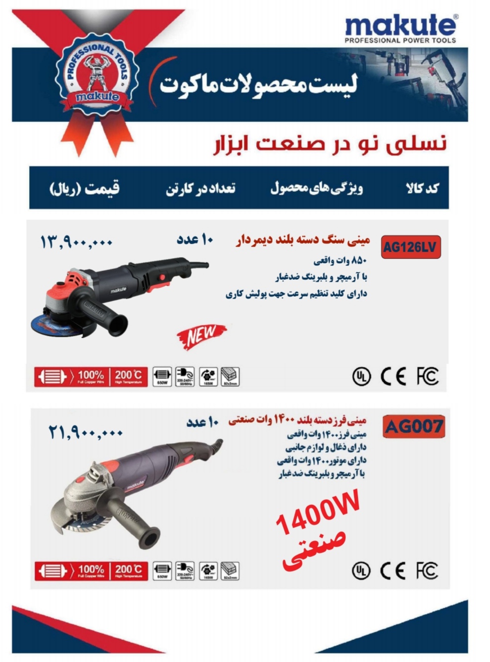 توزیع مینی فرزهای دسته بلند صنعتی برند makute (ماکوت) 