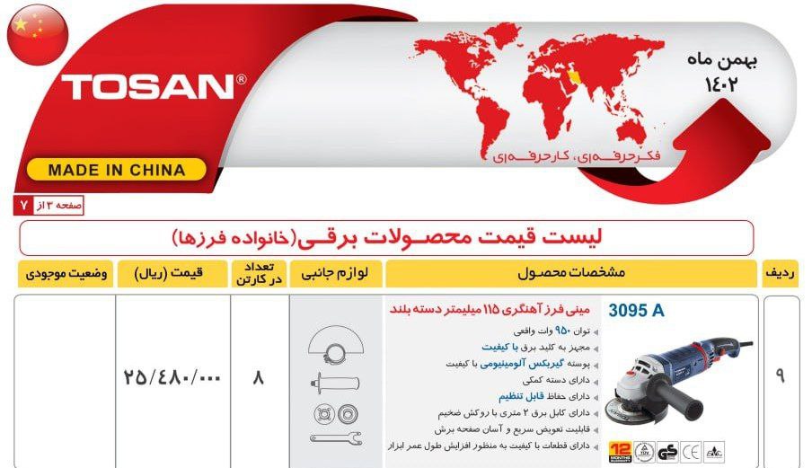 مینی فرزدسته بلند ۹۵۰ وات ۳۰۹۵ توسن 