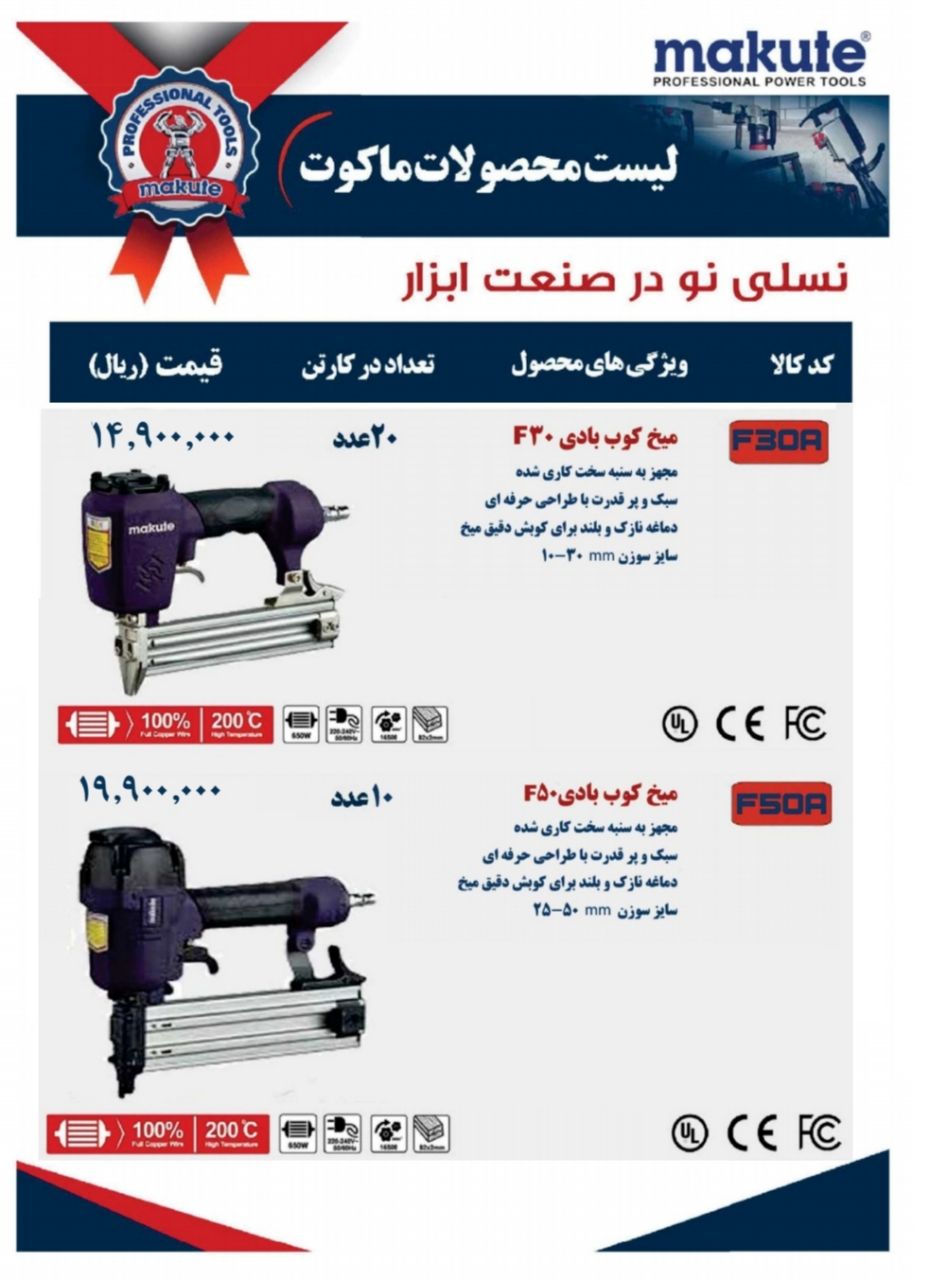  توزیع میخ کوب های حرفه ای و صنعتی برند makute (ماکوت)