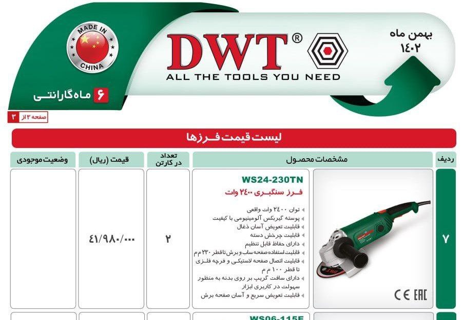 فرز سنگبری ۲۴۰۰وات dwt 