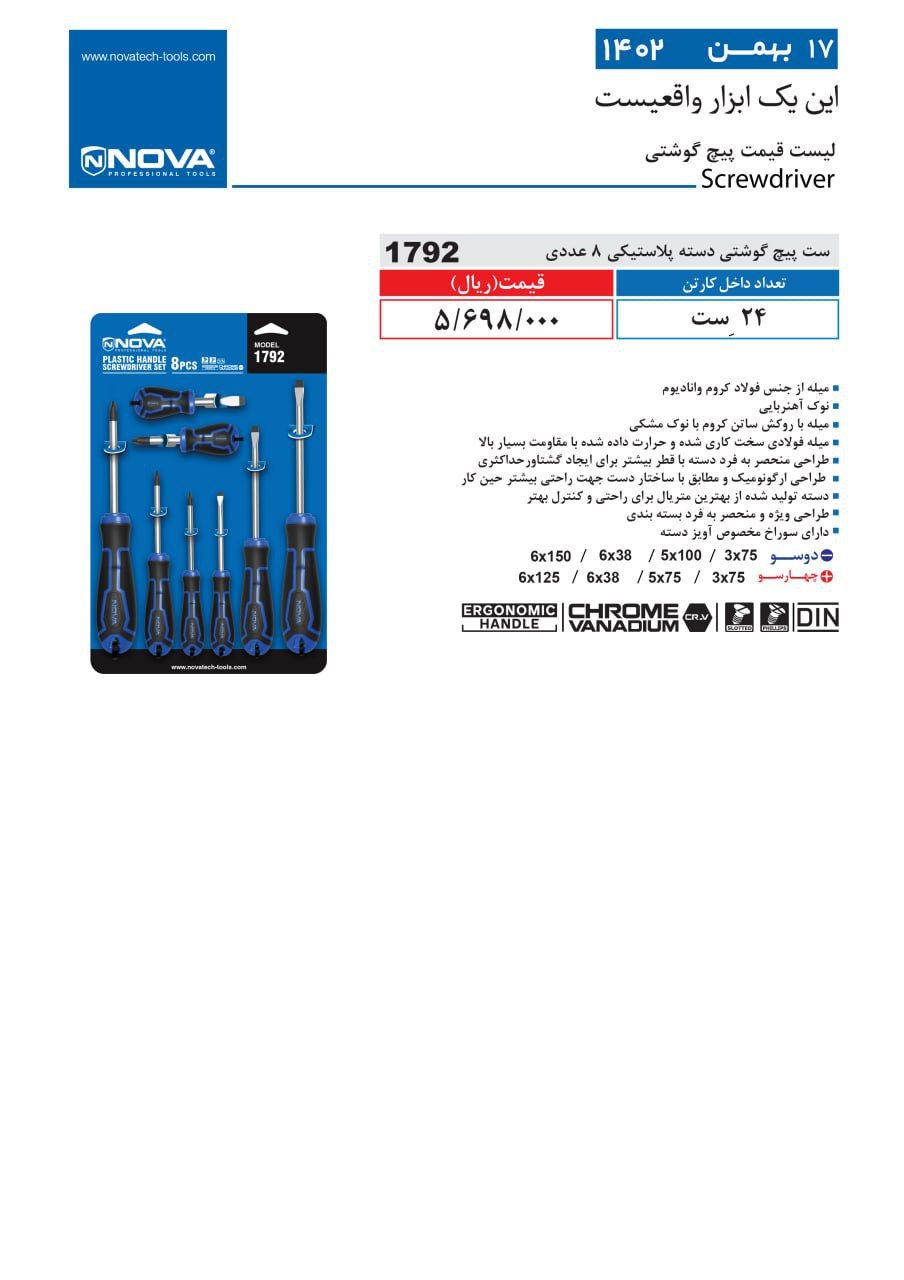 ست پیچ گوشتی نووا 