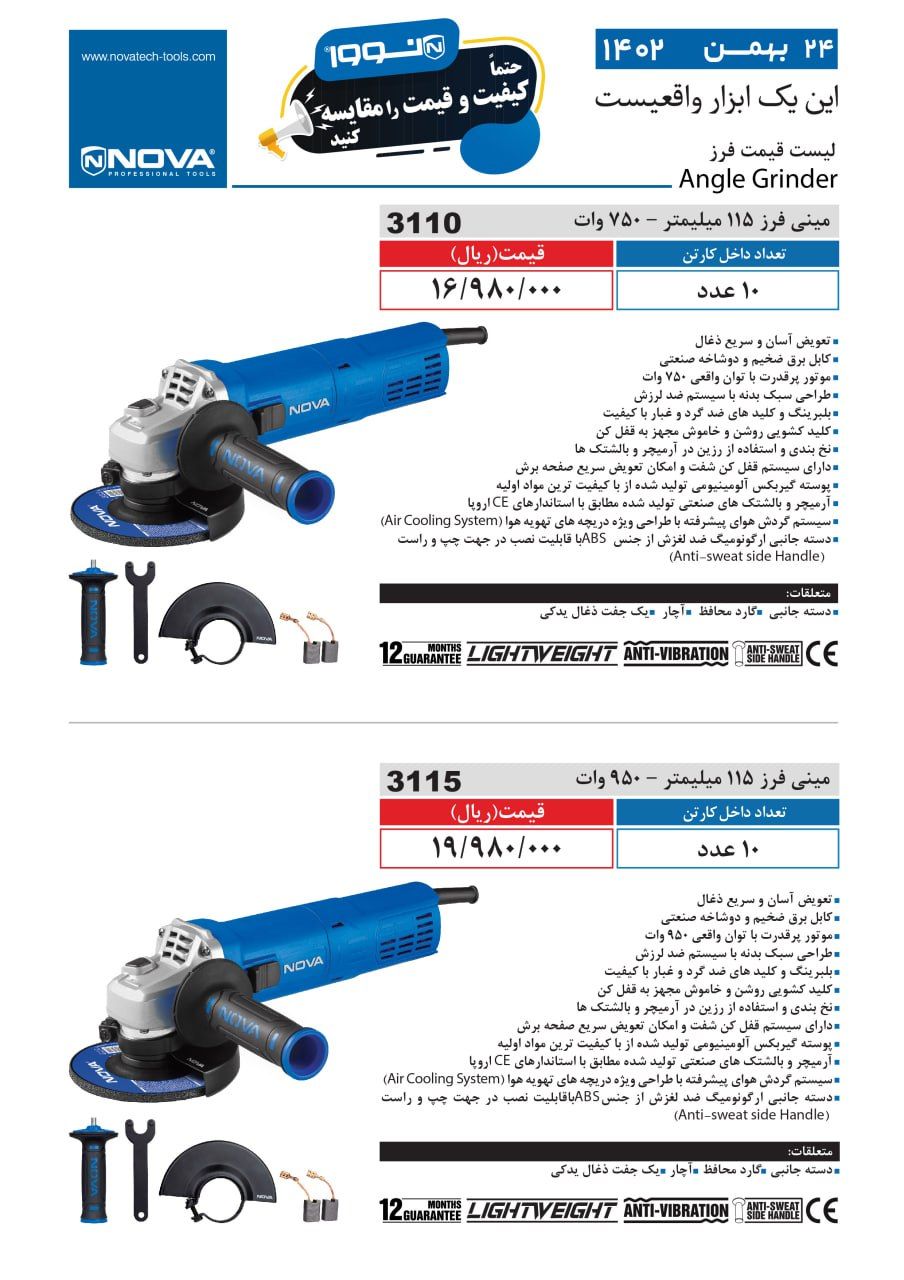 مینی فرز 115 میلیمتر نووا