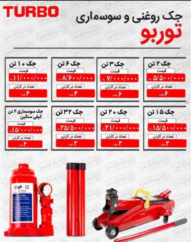 لیست قیمت جک روغنی چینی