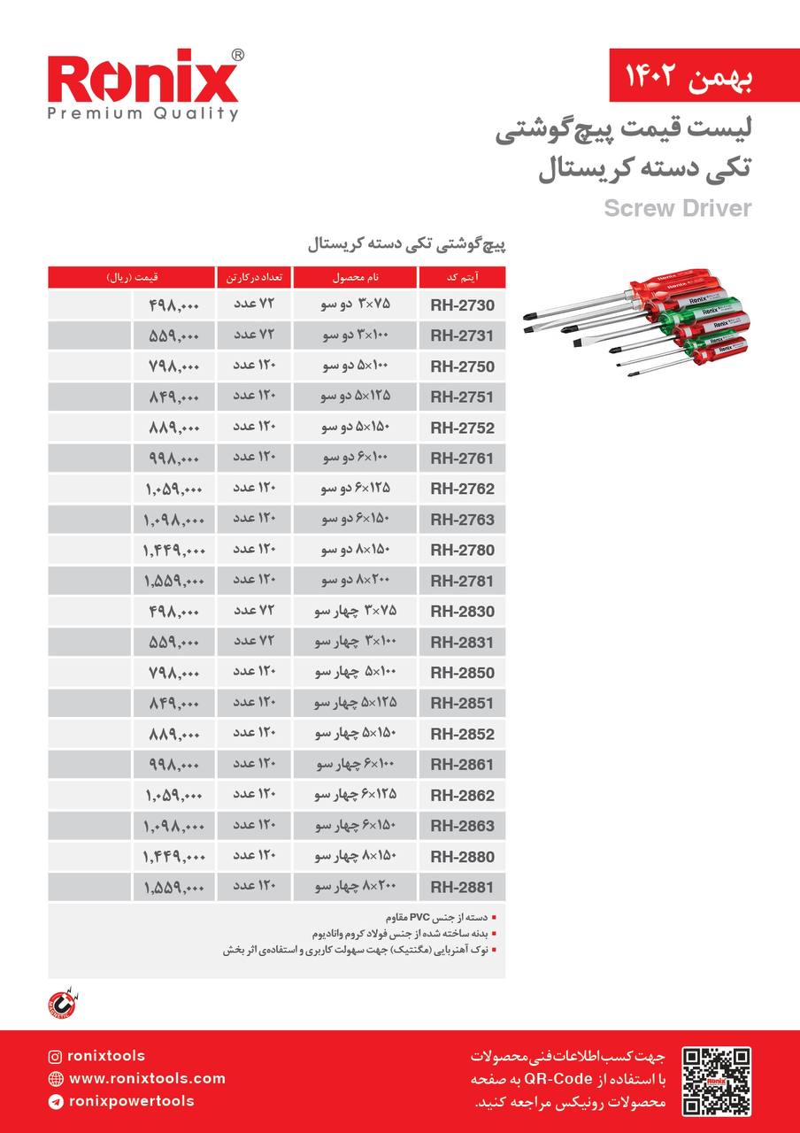 لیست قیمت اسفند ماه 1402