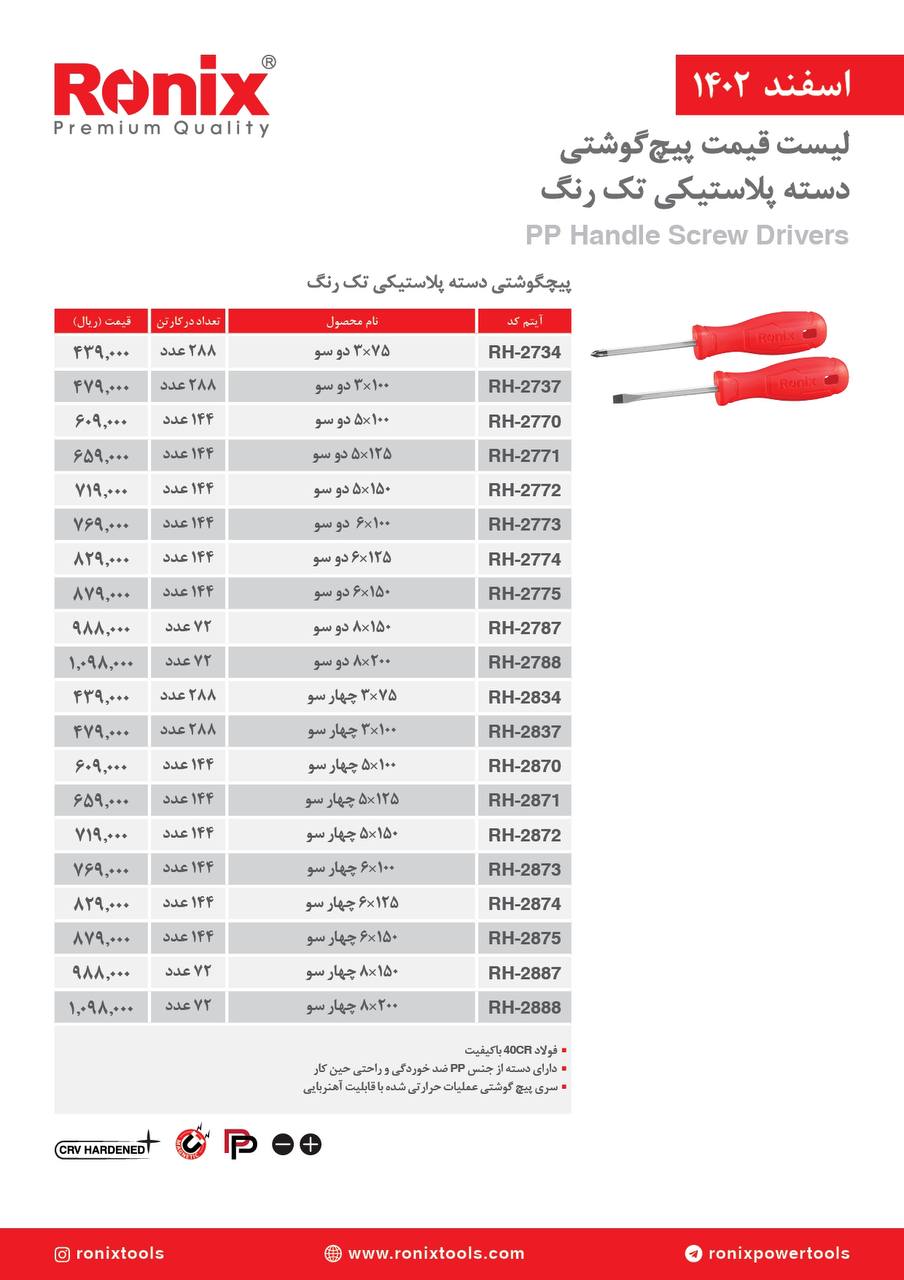 لیست قیمت اسفند ماه 1402