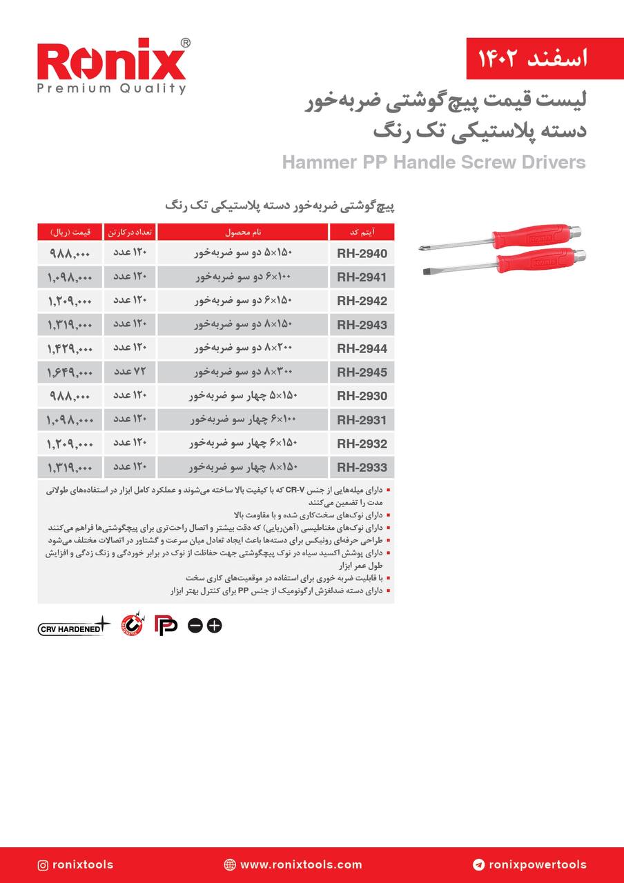 لیست قیمت اسفند ماه 1402