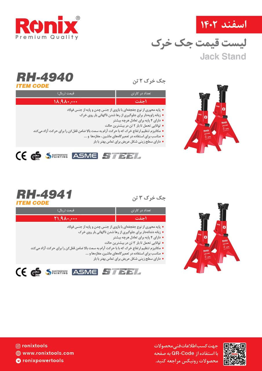 لیست قیمت اسفند ماه ۱۴۰2 رونیکس 