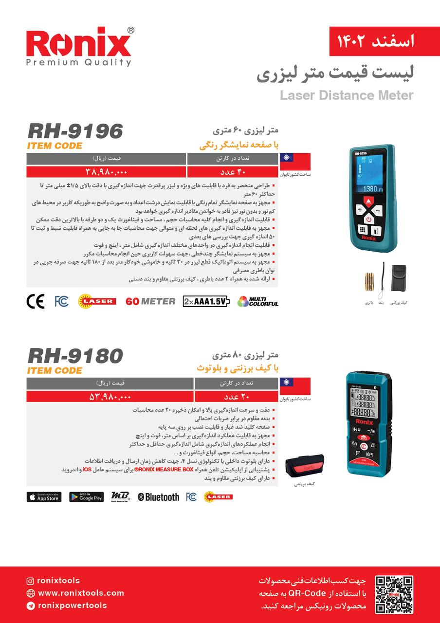 لیست قیمت اسفند ماه ۱۴۰2 رونیکس 