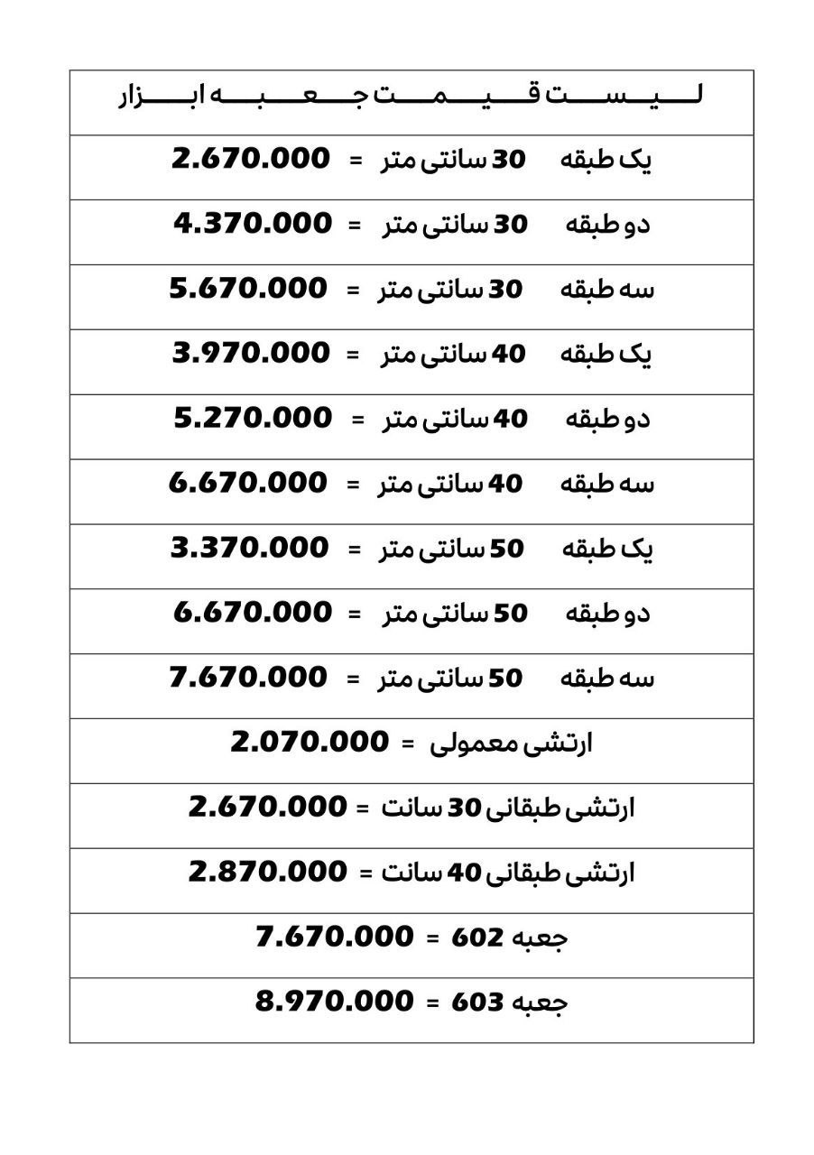 لیست جعبه ابزار فلزی اتومات 