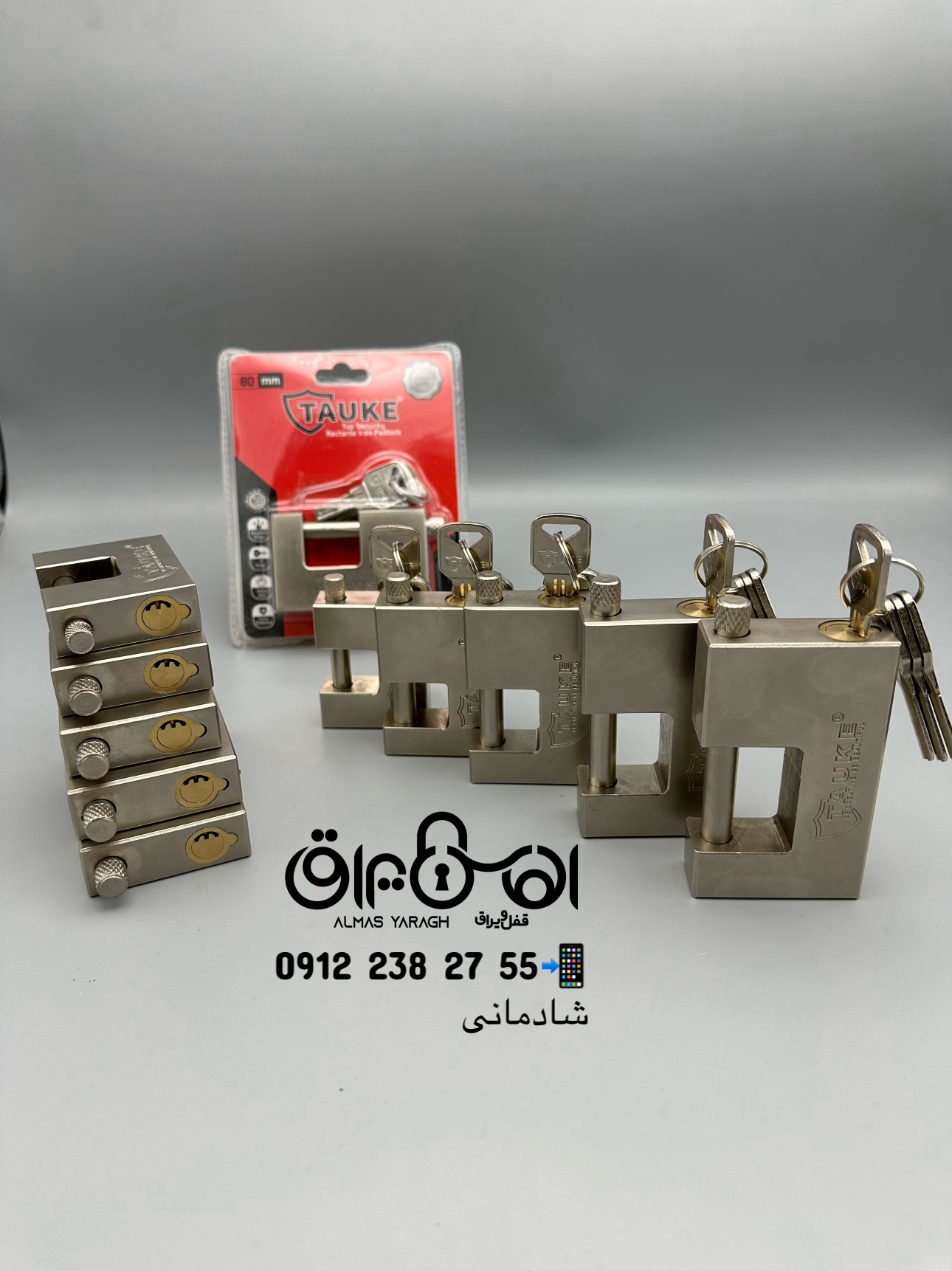  ⭐️قفل کتابی فولادی وکیوم کلید ناودانی TAUKE⭐️ مغزی تمام برنج،۴کلید ناودانی سایز:۶۰-۷۰-۸۰-۹۰-۱۰۰ کیف