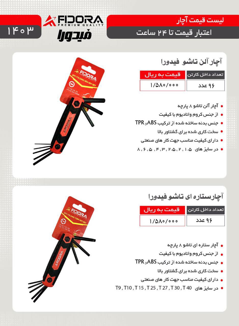 آچار آلن چاقویی (تاشو) فیدورا