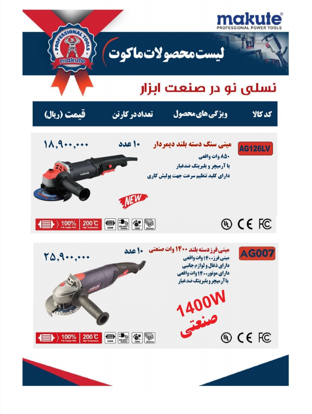 مینی فرز های دسته بلند حرفه ای و صنعتی ماکوت 