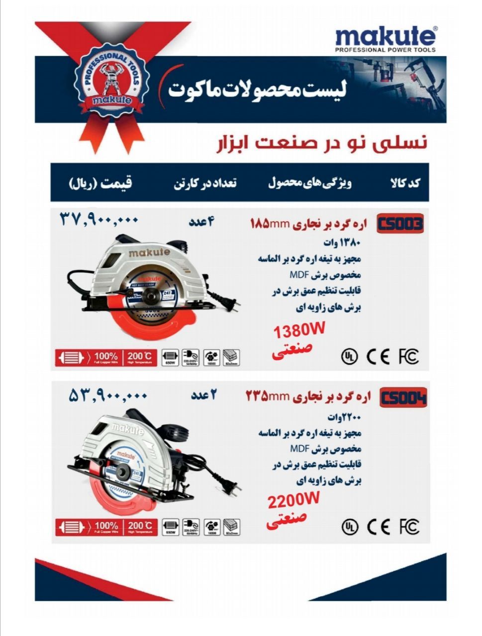  اره گردبر نجاری برند ماکوت