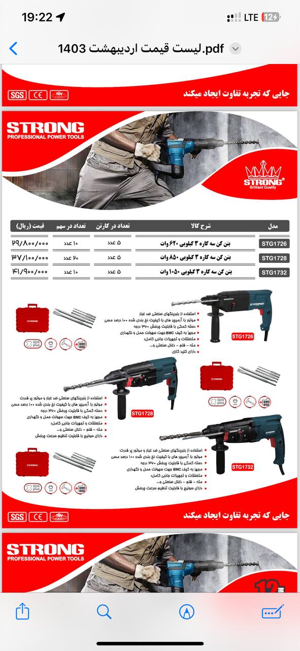 بتن کن سه کاره ۱۰۵۰وات استرانگ 