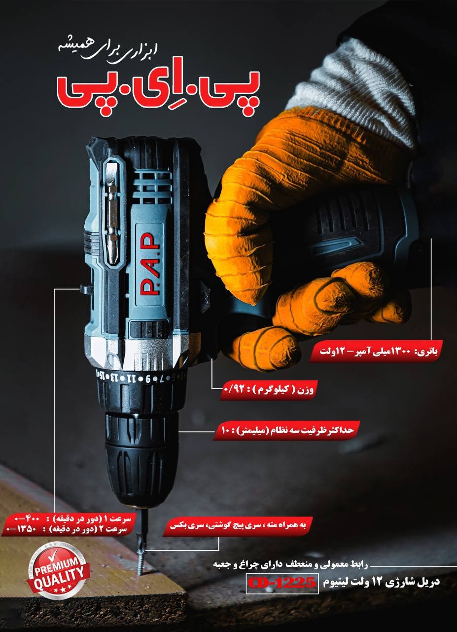 دریل شارژی 12 ولت برند P.A.P