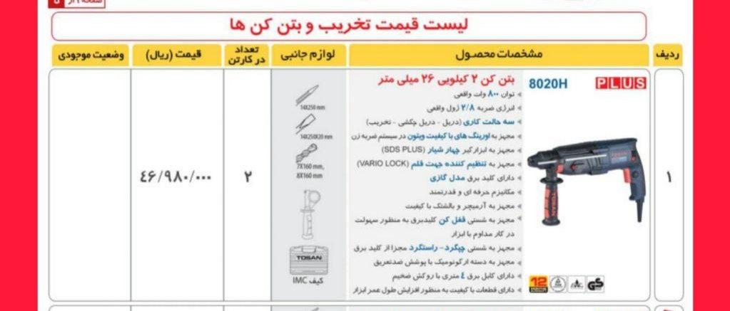 دریل بتن کن ۸۰۲۰توسن 