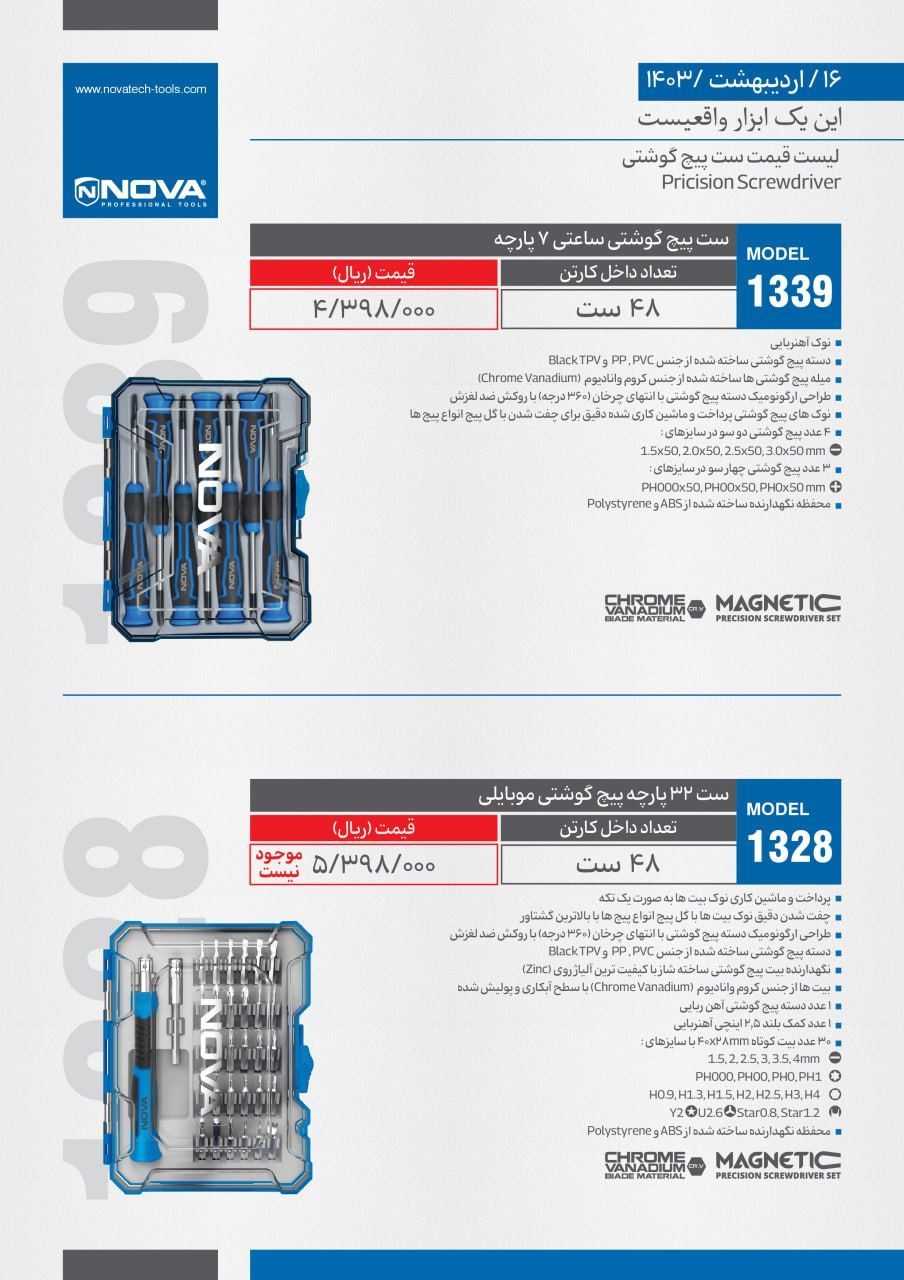 ست پیچ گوشتی نووا