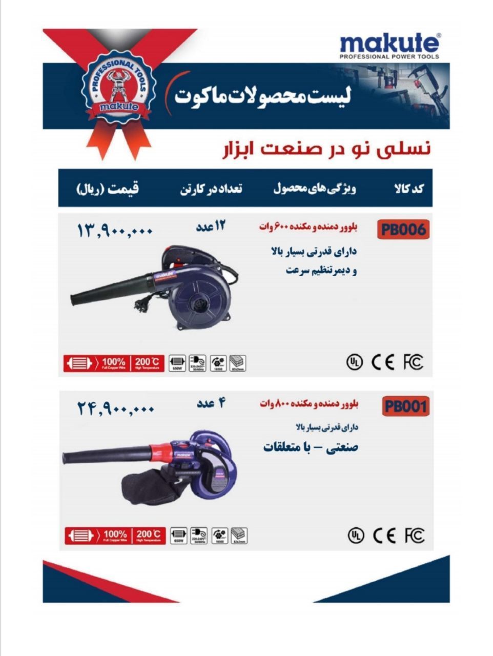 بلوور های دمنده مکنده حرفه ای ماکوت