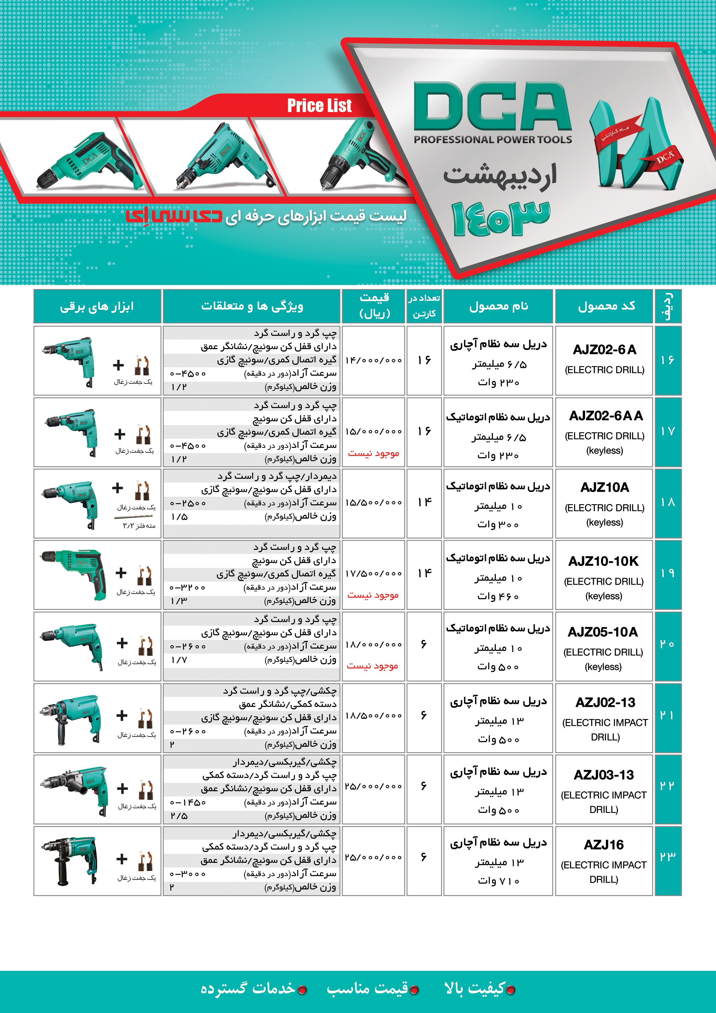 لیست قیمت اردیبهشت 1403