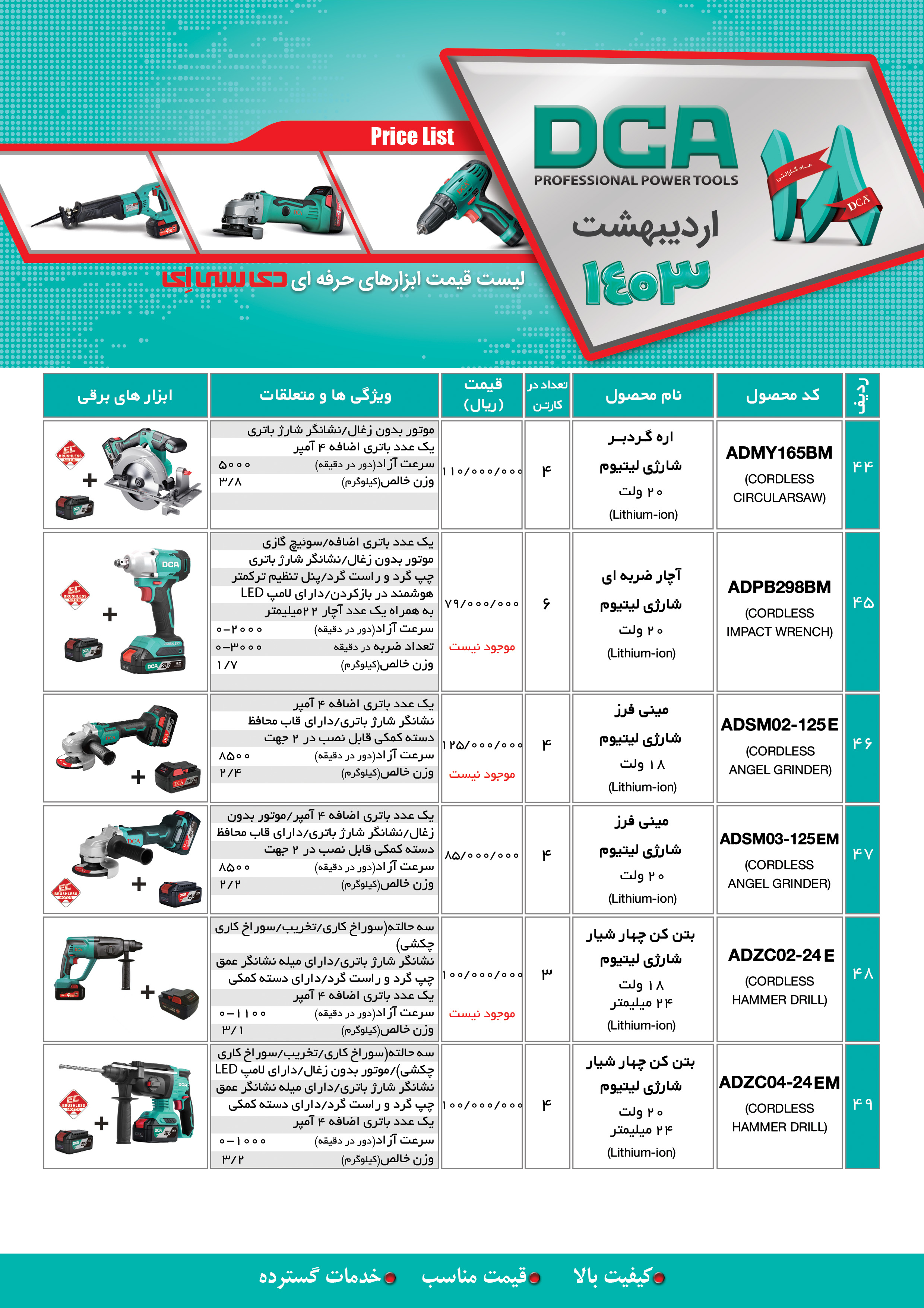 لیست قیمت اردیبهشت 1403