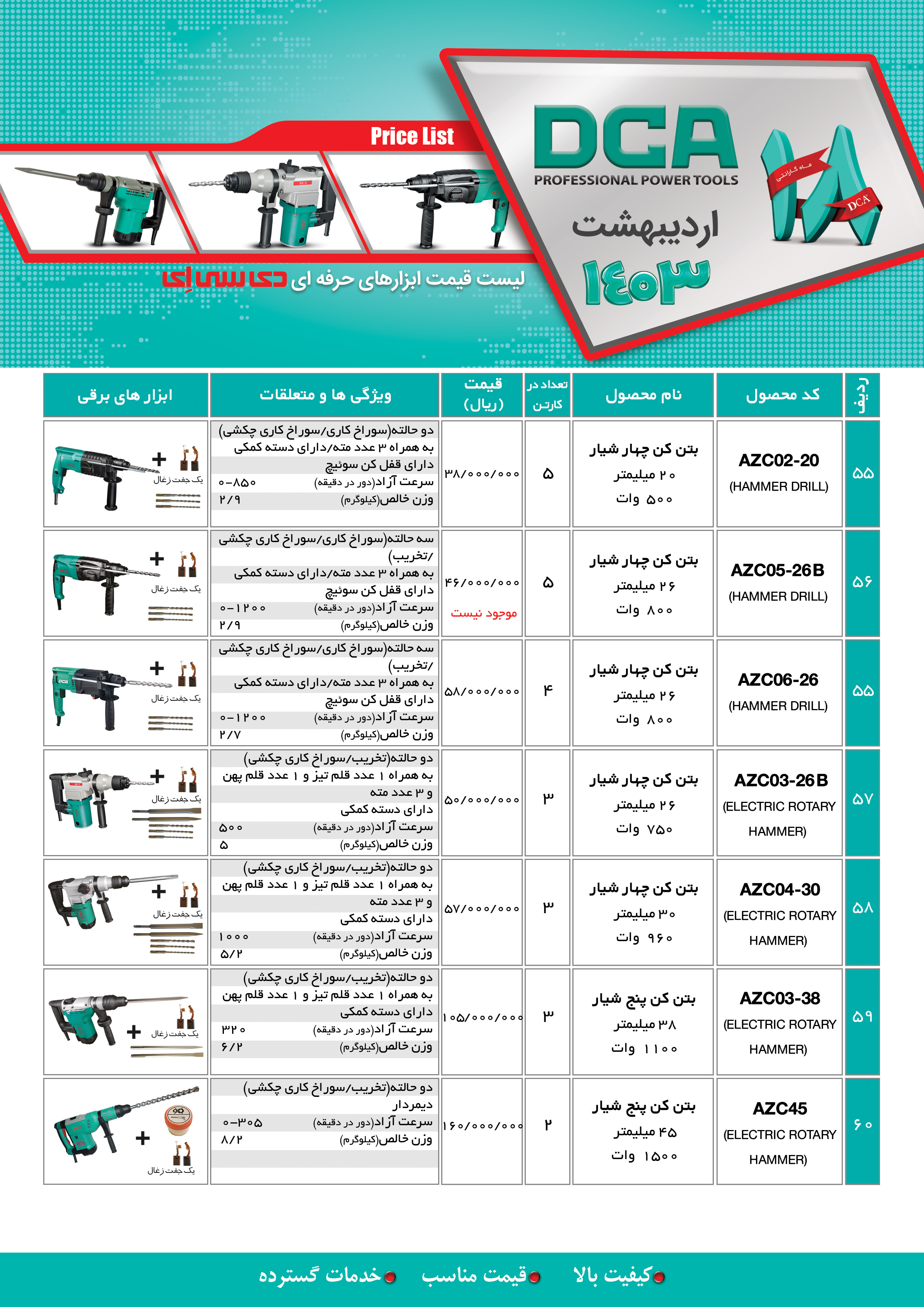 لیست قیمت اردیبهشت 1403