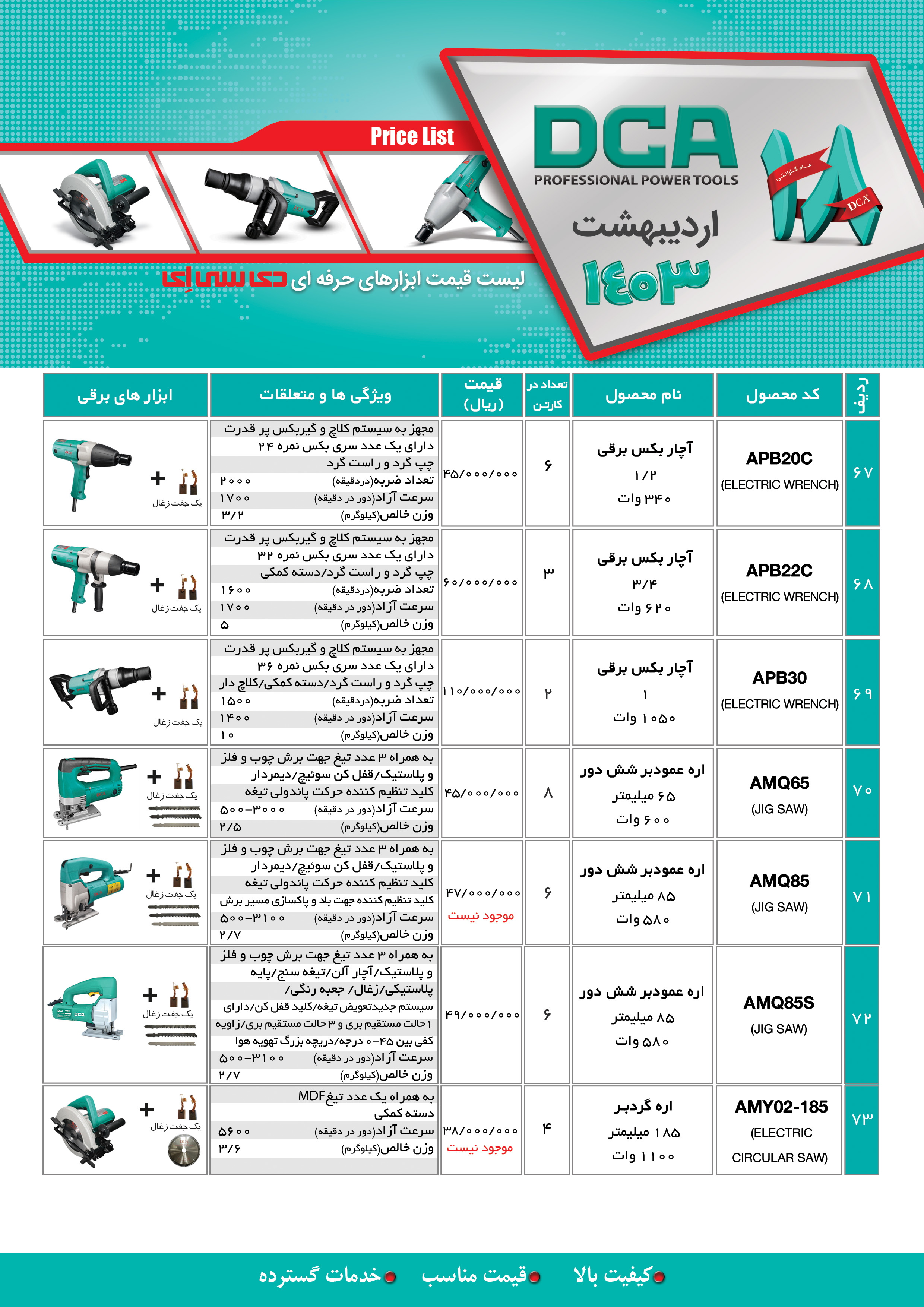 لیست قیمت اردیبهشت 1403