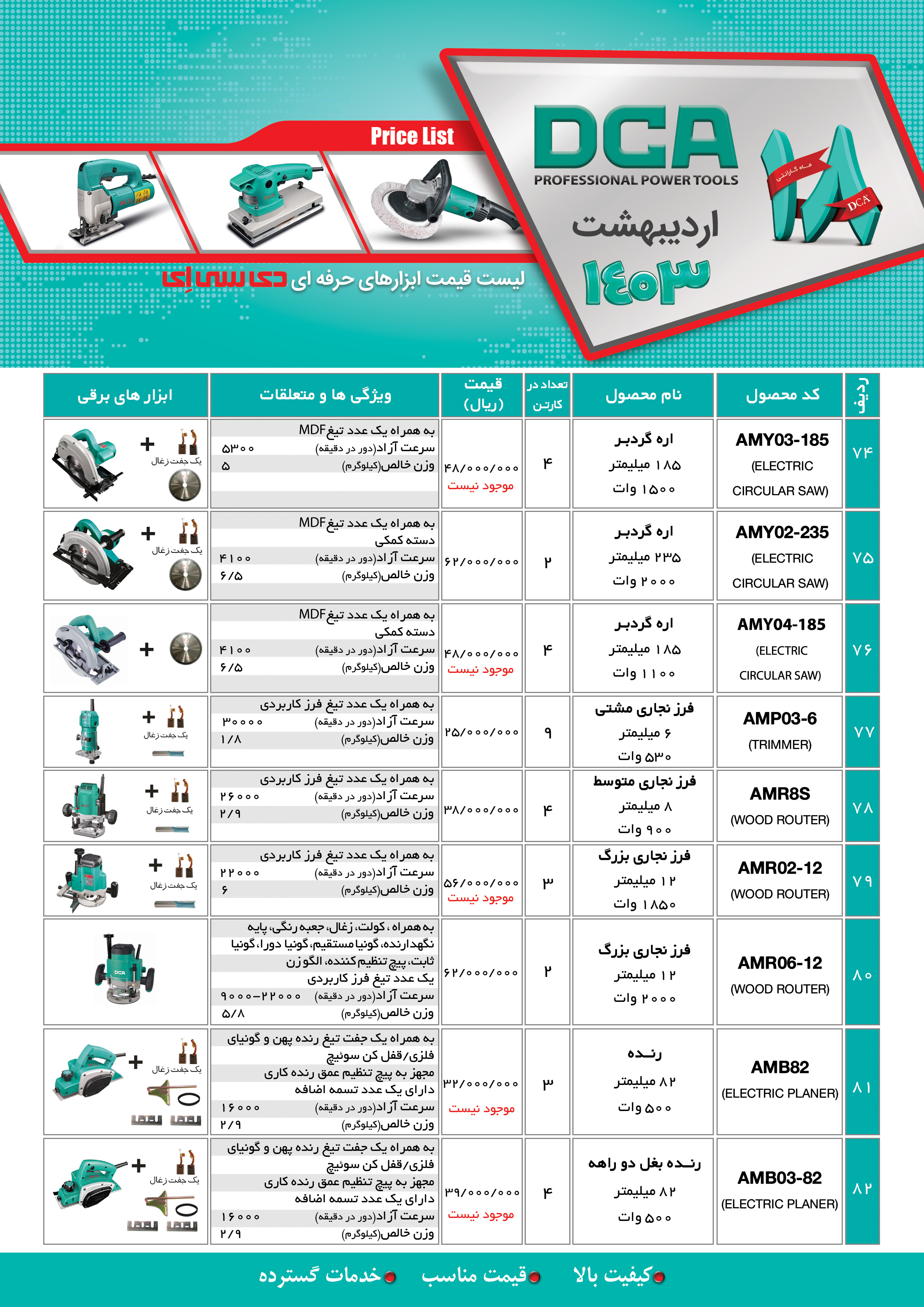 لیست قیمت اردیبهشت 1403