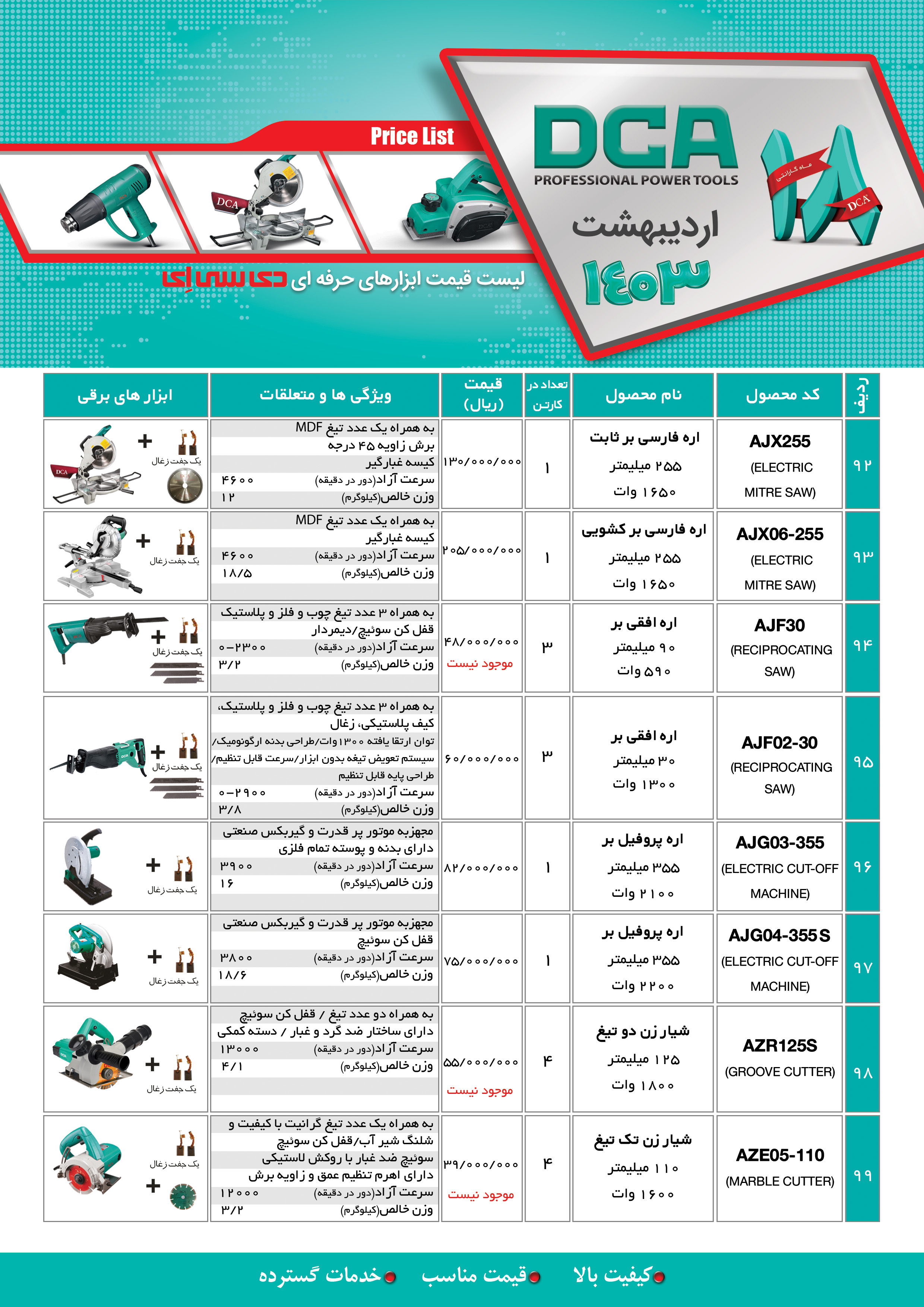 لیست قیمت اردیبهشت 1403