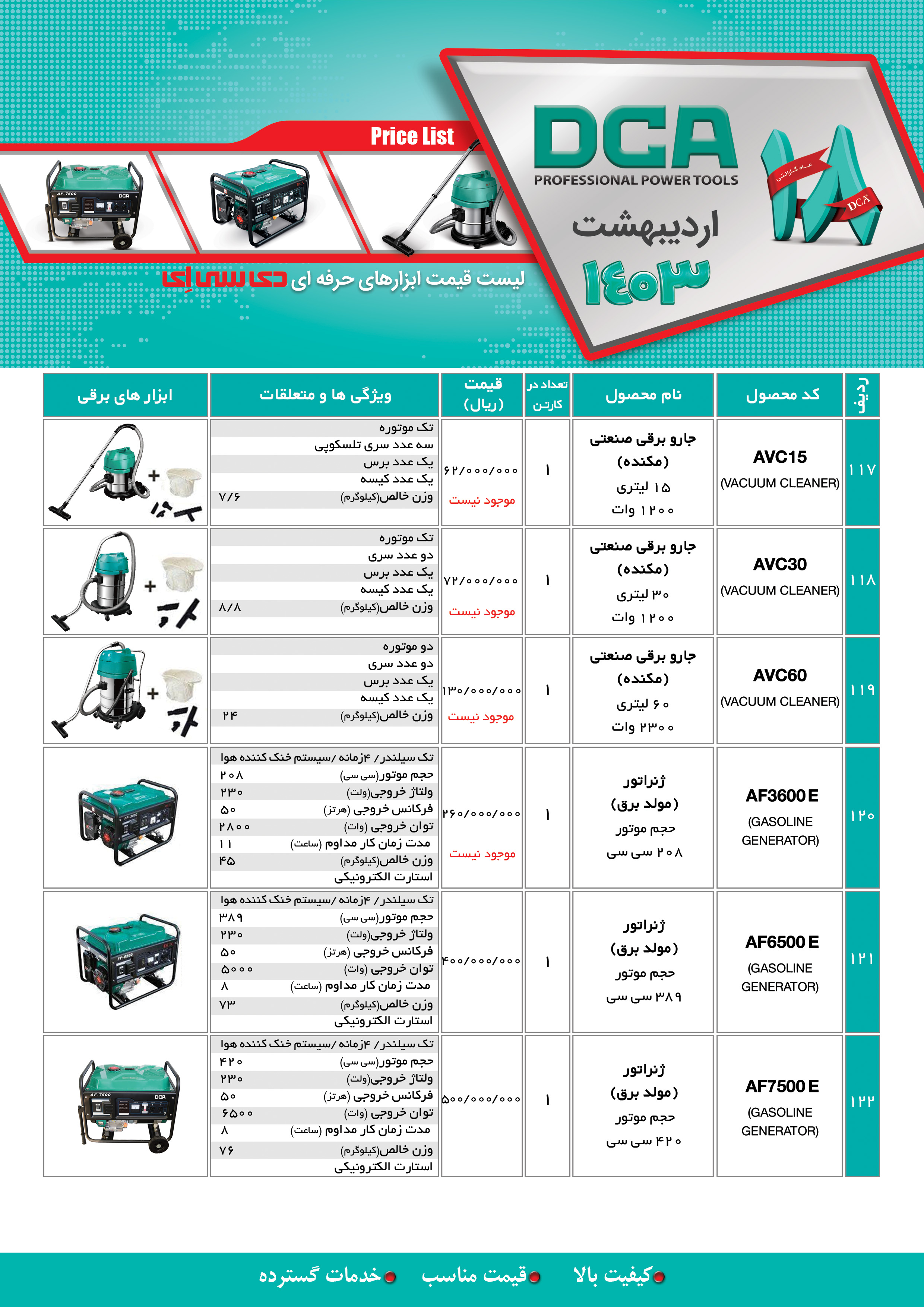 لیست قیمت اردیبهشت 1403