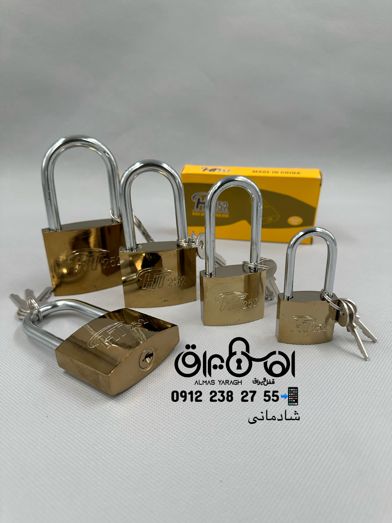  ⭐️قفل آویز پایه بلند HT252⭐️ سایز:۳۸-۵۰-۶۳-۷۵ میله ضخیم،کیفیت درجه۱،سنگین،با ضمانت کانال واتس اپ: h