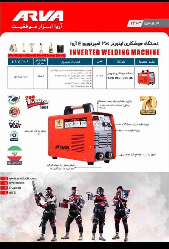 دستگاه جوش مدل ۲۱۸۲ آروا