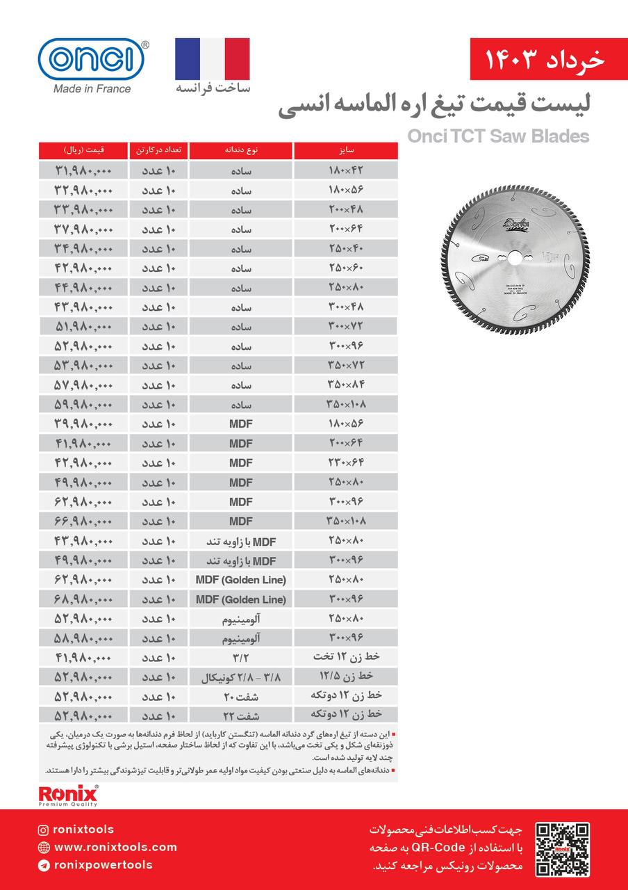 لیست قیمت خرداد ماه 1403