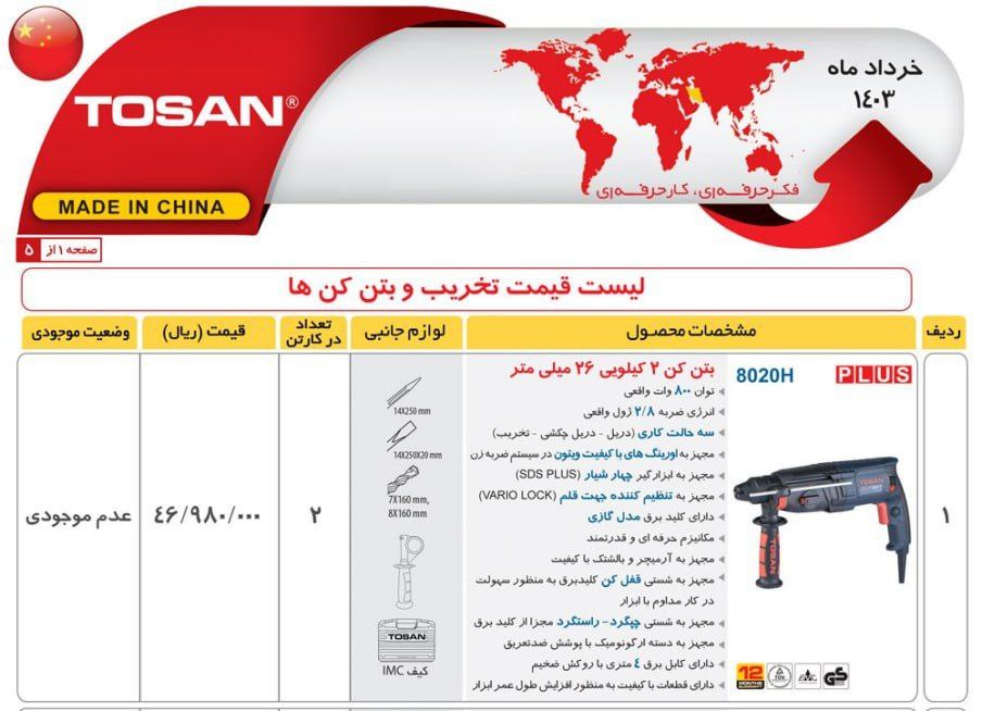 دریل بتن کن ۸۰۲۰   توسن