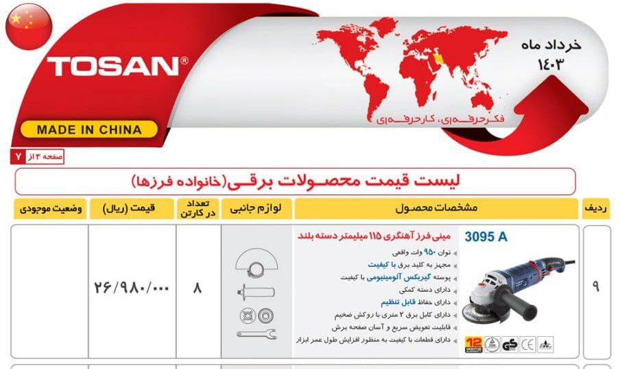 مینی فرز۹۵۰وات  ۳۰۹۵  توسن