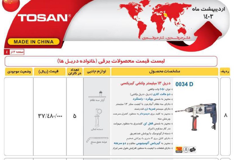 دريل چكشي گيربكسي توسن
