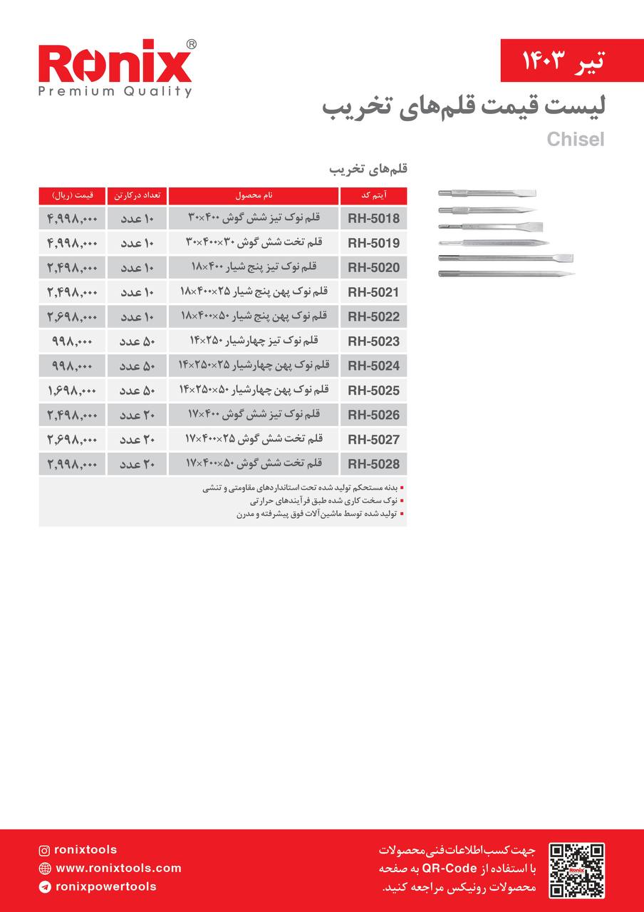 لیست قیمت تیر ماه 1403