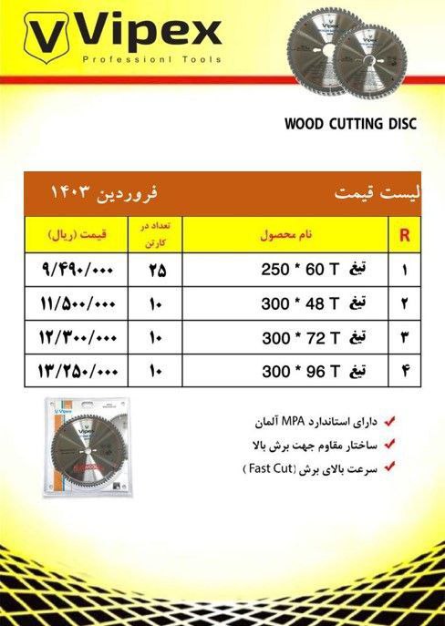 #لیست قیمت تیغ ام دی اف و چوب