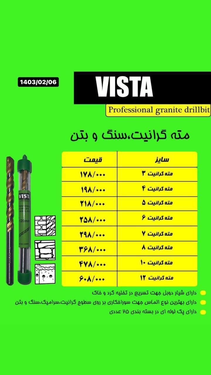 #لیست قیمت مته گرانیت سنگ و بتن