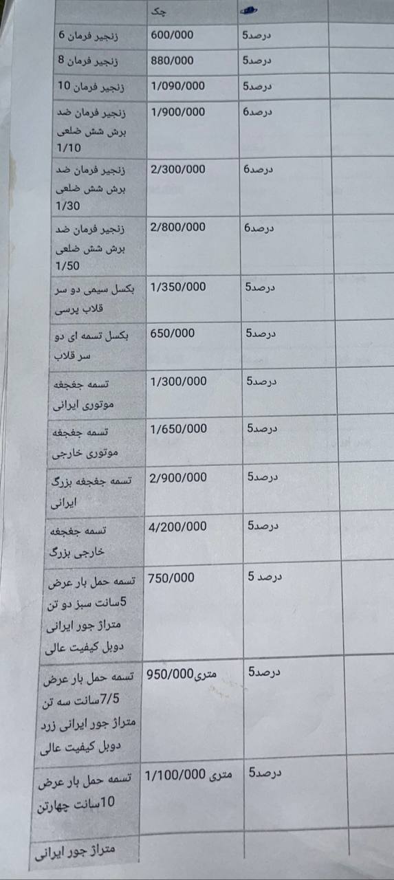 لیست قیمت 