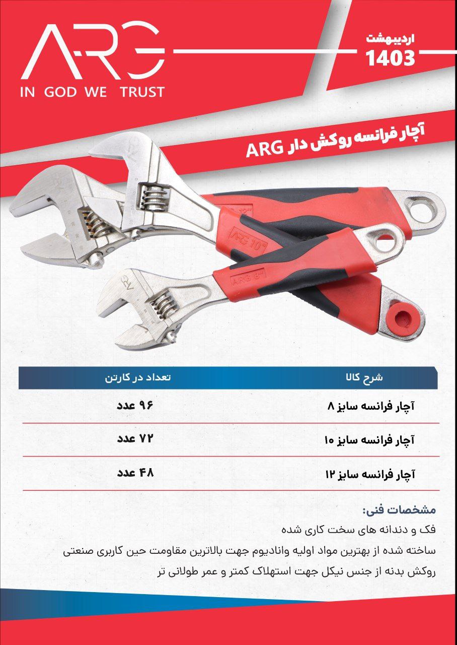 آچار فرانسه روکش دار 
