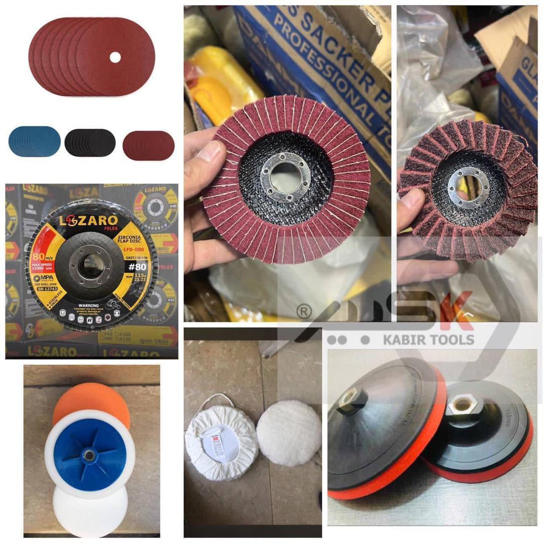بوس انواع سنگ انگشتی فلاپ دیسک سمباده پشت کرکی دیسکی پوست آب پد الماسه ابزار زن سنگ چوب ساب پد چسبی 