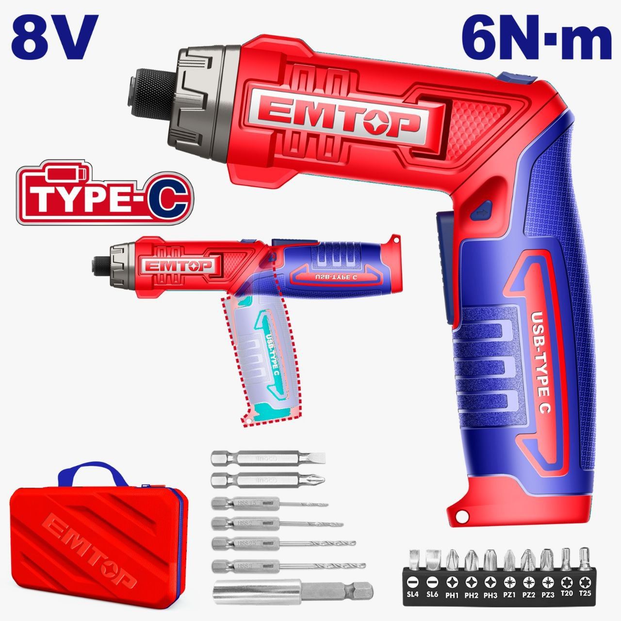  پیچ گوشتی شارژی حرفه ای EMTOP