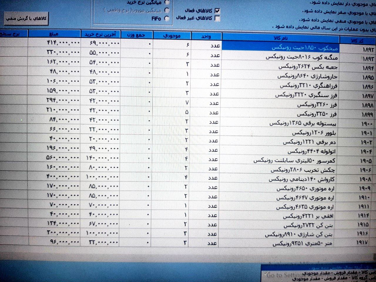 موجودی بارابزاربرقی  رونیکس 