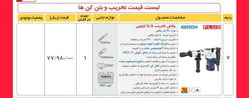 چکش تخریب ۶۰۰۶  توسن 
