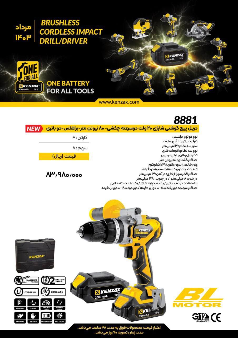 دریل پیچگوشتی شارژی دو سرعته چکشی 