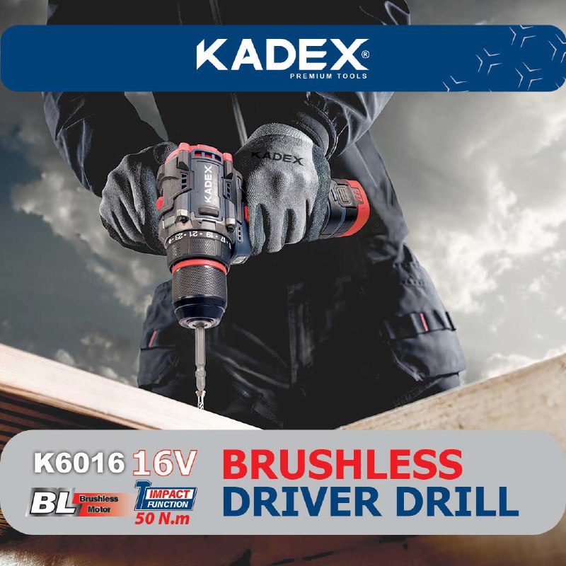 دریل شارژی چکشی براشلس 16 ولت دوسرعته به همراه کیف و 2عدد باتری کادکس KADEX  - مدل K6016