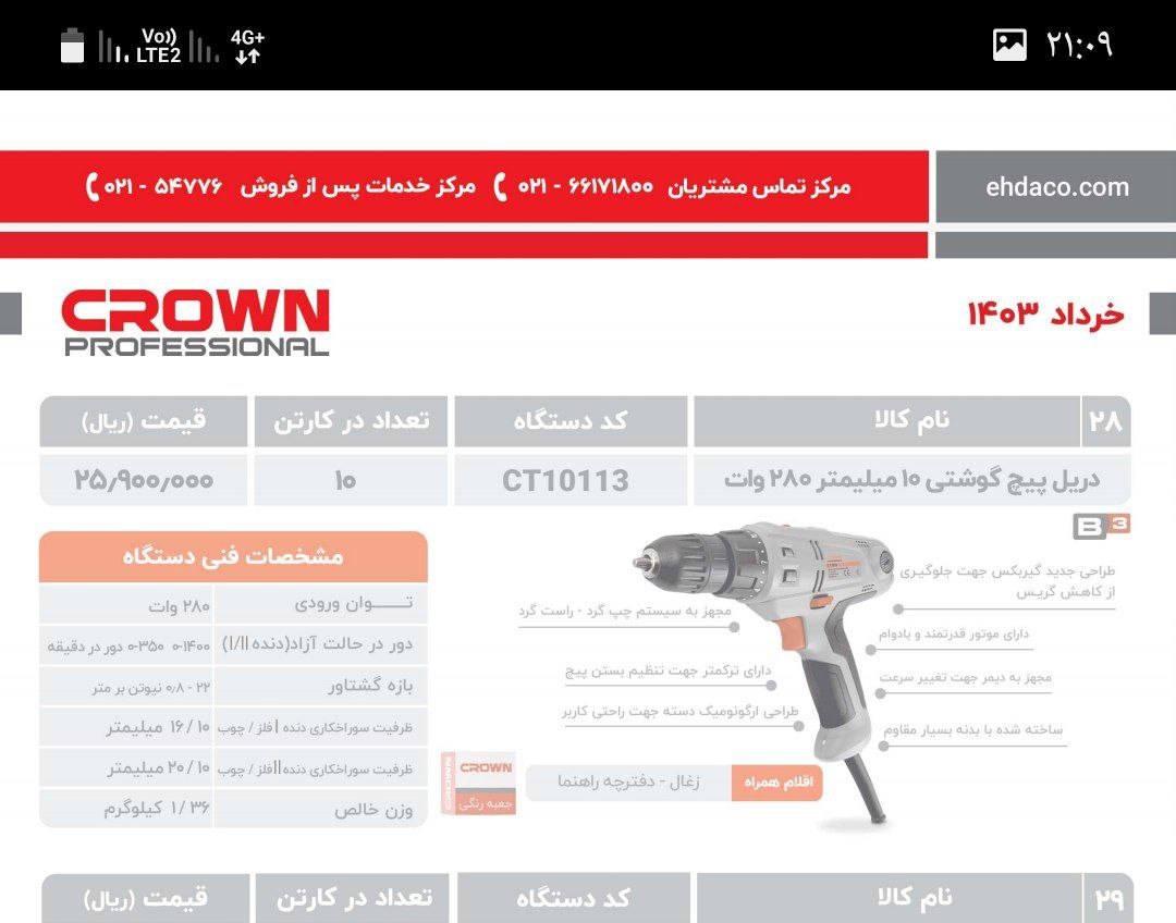 پیچگوشتی برقی ۱۰۱۱۳ کرون 